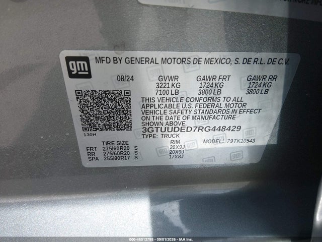 Продажа на аукционе авто 2024 Gmc Sierra 1500 4wd  Short Box Slt, vin: 3GTUUDED7RG448429, номер лота: 46012788