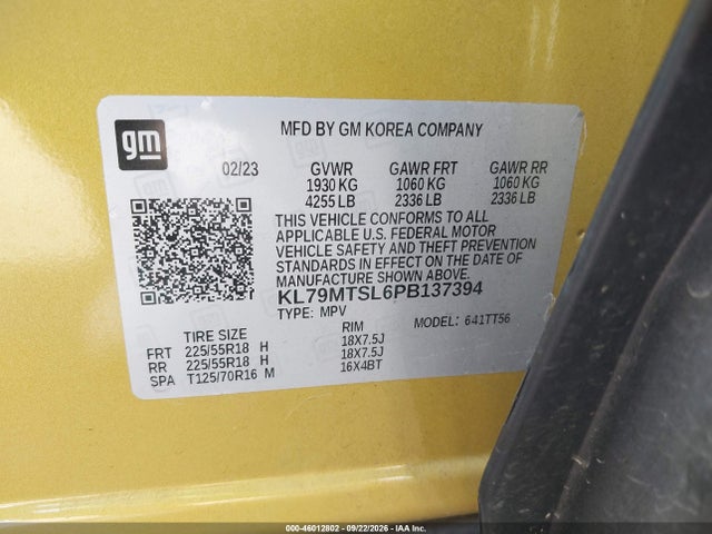 Продаж на аукціоні авто 2023 Chevrolet Trailblazer Fwd Rs, vin: KL79MTSL6PB137394, номер лоту: 46012802