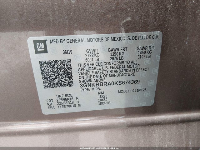 3GNKBBRA0KS674369 Chevrolet Blazer