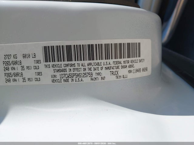 Продажа на аукционе авто 2010 Dodge Dakota Laramie, vin: 1D7CW5GP5AS125759, номер лота: 46012870