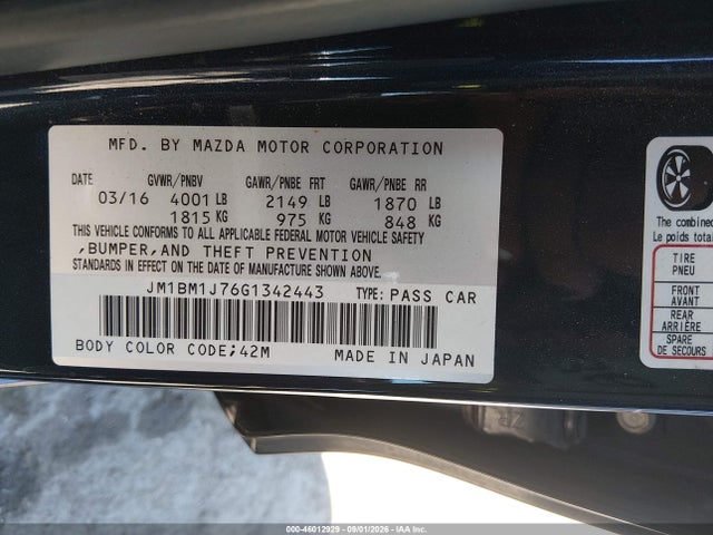 JM1BM1J76G1342443 Mazda Mazda3 I Sport