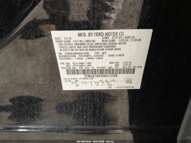Продажа на аукционе авто 2019 Ford Flex Se, vin: 2FMGK5B8XKBA12288, номер лота: 46012934