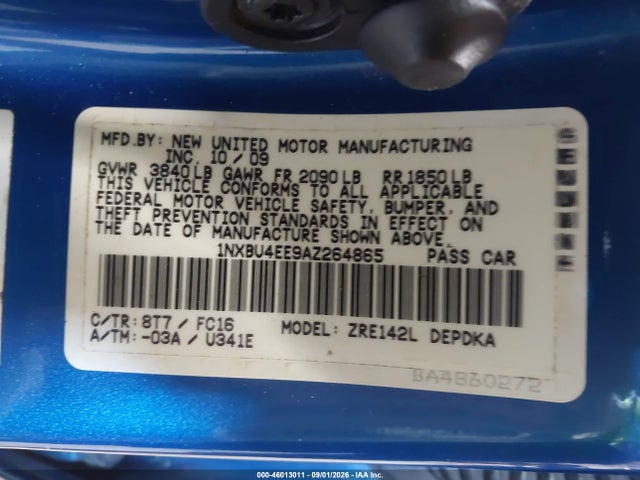 Aukcja sprzedaży 2010 Toyota Corolla Le, vin: 1NXBU4EE9AZ264865, numer aukcji: 46013011