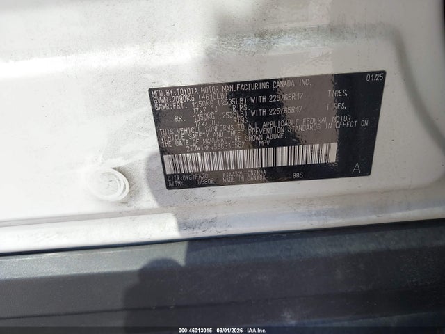 46013015 :رقم المزاد ، 2T3W1RFV5SC316587 vin ، 2025 Toyota Rav4 Xle مزاد بيع