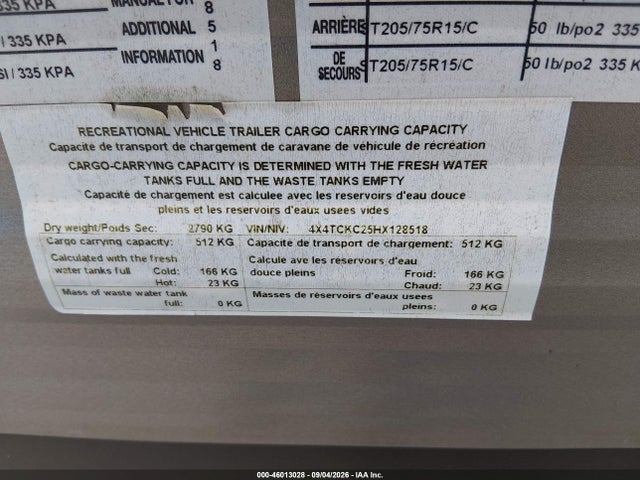 Продажа на аукционе авто 2017 Forest River Other, vin: 4X4TCKC25HX128518, номер лота: 46013028