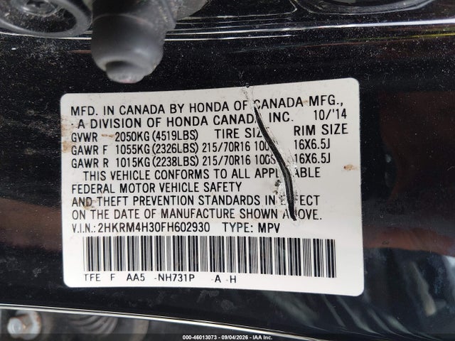 2HKRM4H30FH602930 Honda CR-V LX