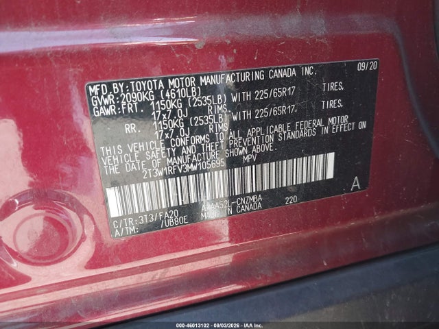 Toyota Rav4 Xle 2021 2T3W1RFV3MW105695 Image 9