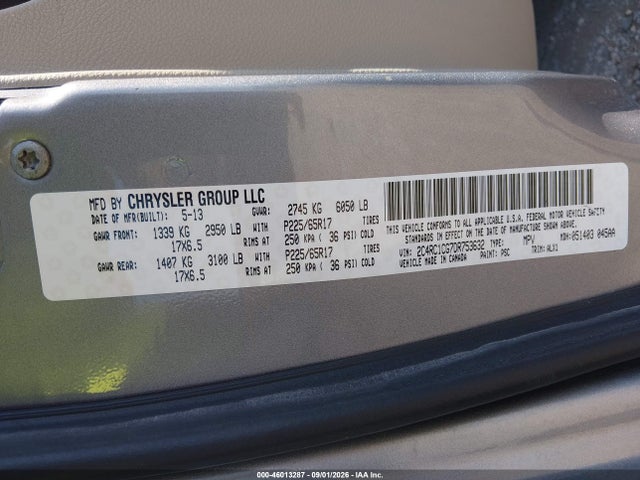 Aukcja sprzedaży 2013 Chrysler Town & Country Touring-l, vin: 2C4RC1CG7DR753632, numer aukcji: 46013287