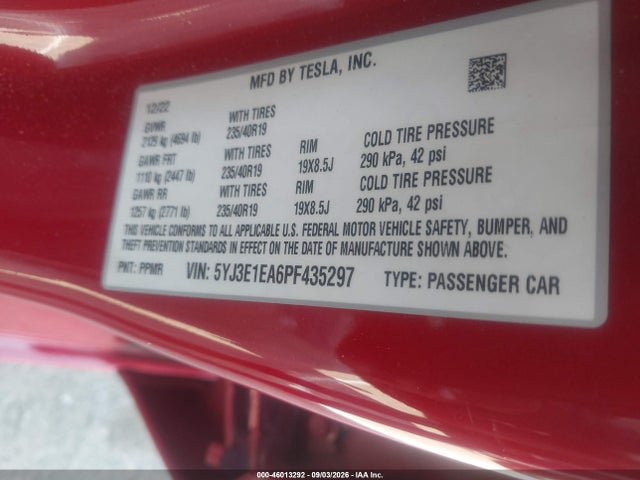 Tesla Model 3 Rear-wheel Drive 2023 5YJ3E1EA6PF435297 Image 9