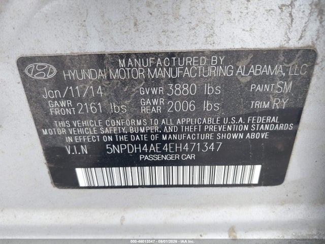 Hyundai Elantra Limited 2014 5NPDH4AE4EH471347 Image 9
