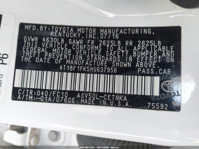 Toyota CAMRY LE 2017 4T1BF1FK5HU637956 Image 9