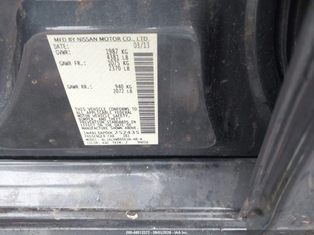 Aukcja sprzedaży 2013 Nissan Altima 3.5 Sl, vin: 1N4BL3AP0DC252435, numer aukcji: 46013372