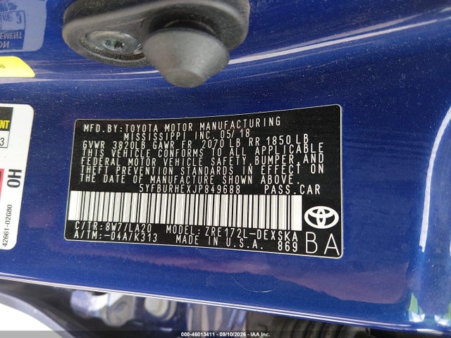 Toyota Corolla Xse 2018 5YFBURHEXJP849688 Image 9