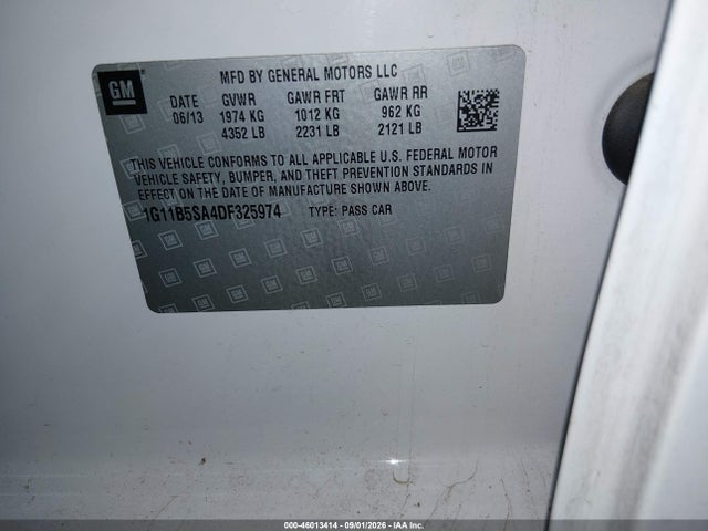 Продажа на аукционе авто 2013 Chevrolet Malibu 1ls, vin: 1G11B5SA4DF325974, номер лота: 46013414