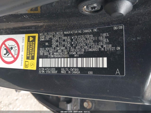 Продажа на аукционе авто 2010 Lexus Rx 350, vin: 2T2BK1BA9AC016845, номер лота: 46013449