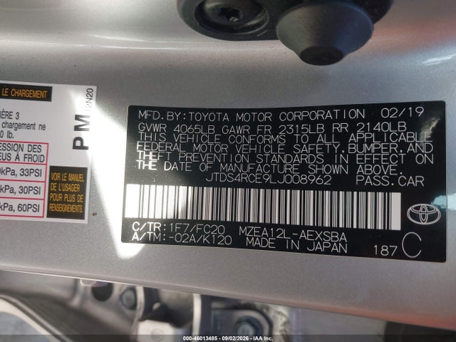 Продаж на аукціоні авто 2020 Toyota Corolla Se, vin: JTDS4RCE9LJ008962, номер лоту: 46013485