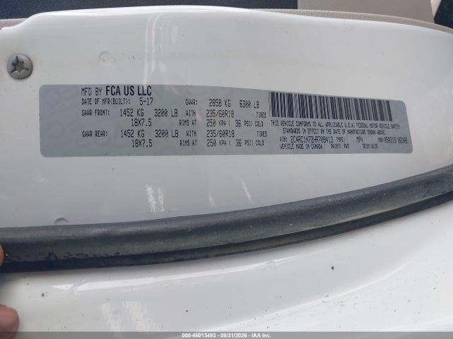 46013493 :رقم المزاد ، 2C4RC1N72HR709413 vin ، 2017 Chrysler Pacifica Hybrid Platinum مزاد بيع