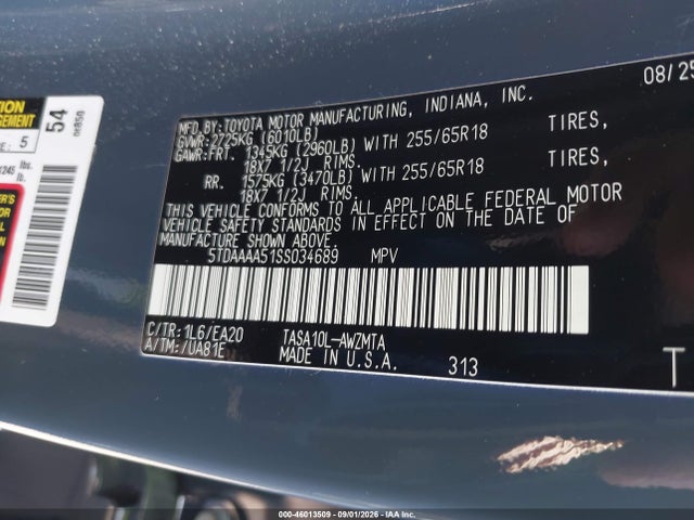 Toyota Grand Highlander Xle 2025 5TDAAAA51SS034689 Image 9