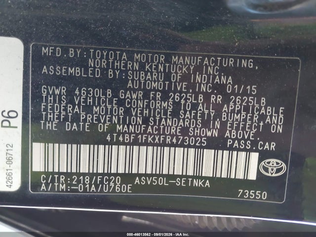 Toyota CAMRY LE 2015 4T4BF1FKXFR473025 Image 9