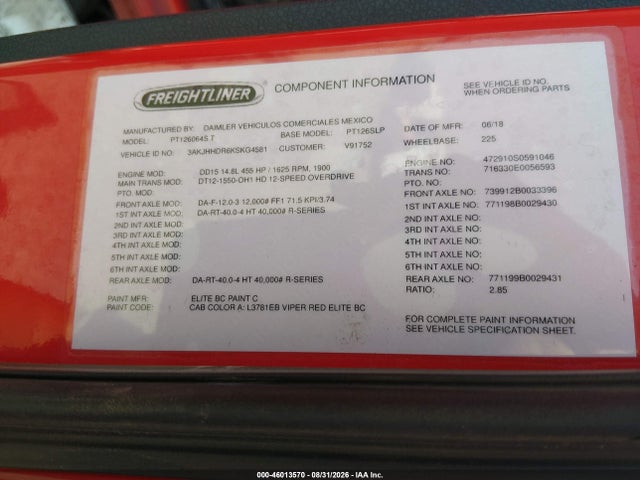 Freightliner New Cascadia 126 2019 3AKJHHDR6KSKG4581 Image 8