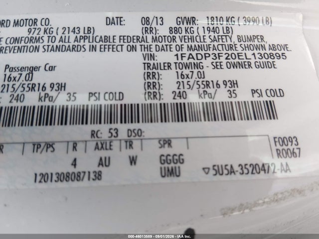 1FADP3F20EL130895 Ford FOCUS SE