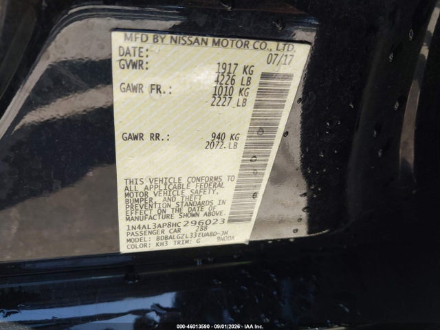 Nissan Altima 2.5 S 2017 1N4AL3AP8HC296023 Image 9