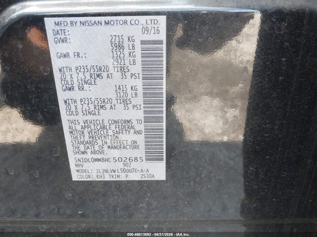 2017 Infiniti Qx60 მანქანა იყიდება აუქციონზე, vin: 5N1DL0MM8HC502685, აუქციონის ნომერი: 46013592