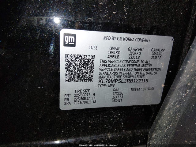 Продажа на аукционе авто 2024 Chevrolet Trailblazer Fwd Lt, vin: KL79MPSL3RB122118, номер лота: 46013611