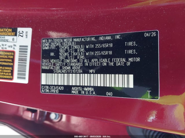 Продаж на аукціоні авто 2026 Toyota Grand Highlander Hybrid Xle, vin: 5TDACAB51TS101284, номер лоту: 46013617