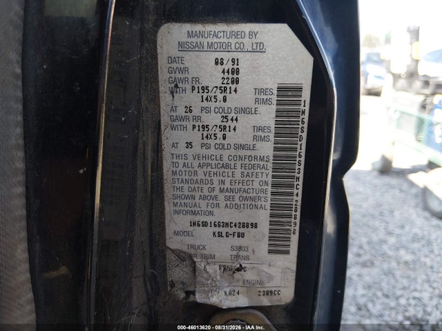 Продажа на аукционе авто 1991 Nissan Truck King Cab, vin: 1N6SD16S3MC428898, номер лота: 46013620