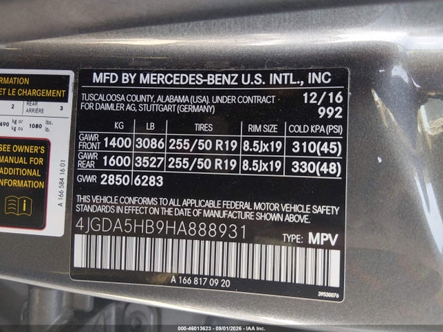 46013623 :رقم المزاد ، 4JGDA5HB9HA888931 vin ، 2017 Mercedes-benz Gle 350 4matic مزاد بيع
