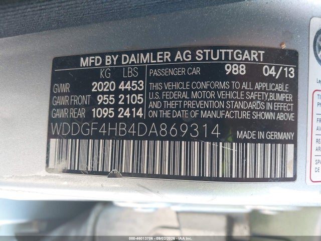 Aukcja sprzedaży 2013 Mercedes-benz C 250 Sport, vin: WDDGF4HB4DA869314, numer aukcji: 46013706