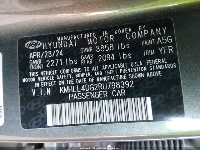 2024 Hyundai Elantra Se მანქანა იყიდება აუქციონზე, vin: KMHLL4DG2RU798392, აუქციონის ნომერი: 46013707