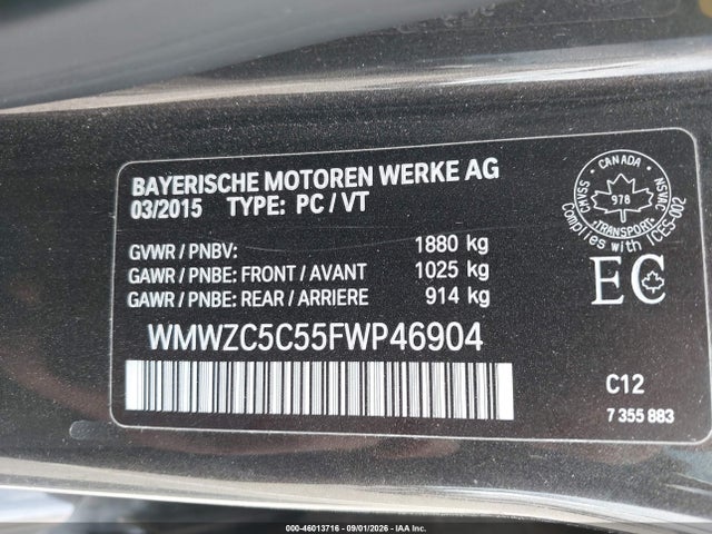 2015 Mini Countryman Cooper S მანქანა იყიდება აუქციონზე, vin: WMWZC5C55FWP46904, აუქციონის ნომერი: 46013716