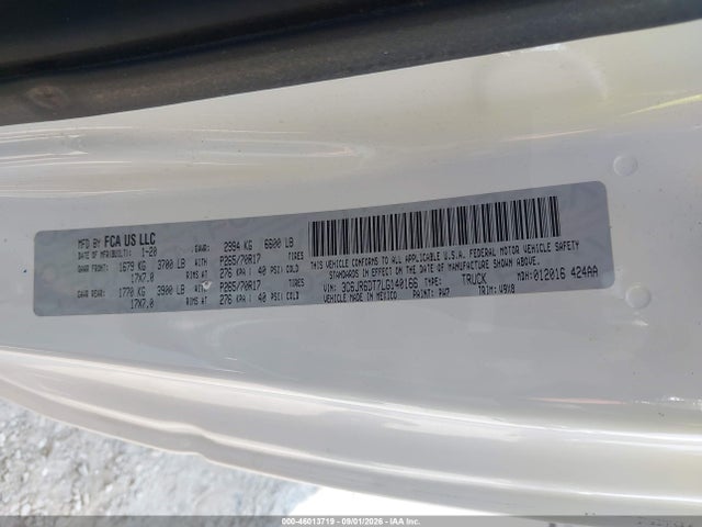Продажа на аукционе авто 2020 Ram 1500 Classic Tradesman  4x2 8' Box, vin: 3C6JR6DT7LG140166, номер лота: 46013719