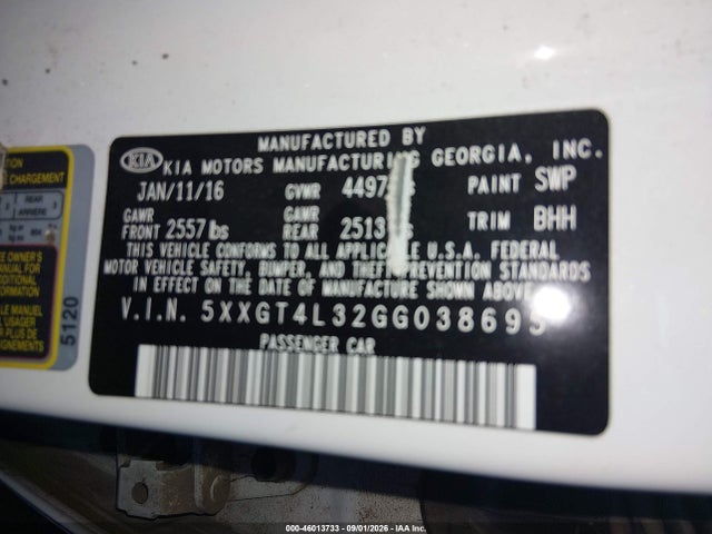 KIA Optima Lx 2016 5XXGT4L32GG038695 Image 9