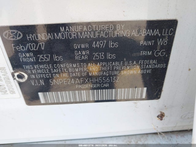 Hyundai SONATA SE 2017 5NPE24AFXHH556132 Image 9