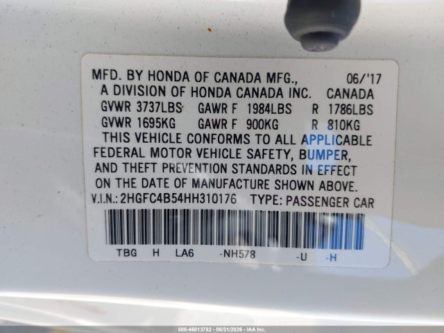 2HGFC4B54HH310176 Honda Civic Lx