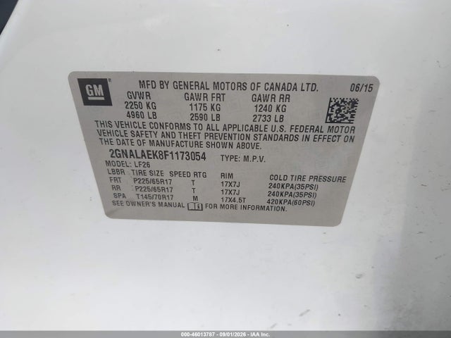 Chevrolet EQUINOX LS 2015 2GNALAEK8F1173054 Image 9