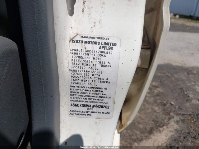 Aukcja sprzedaży 1998 Honda Passport Ex/lx, vin: 4S6CK58W4W4420202, numer aukcji: 46013834