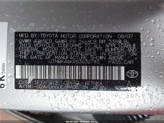 Продажа на аукционе авто 2008 Toyota Camry Le V6/se V6/xle V6, vin: JTNBK46K983032793, номер лота: 46013864