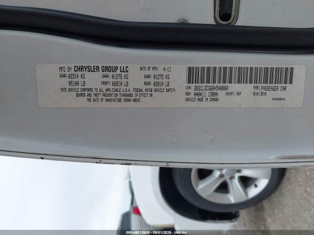 Aukcja sprzedaży 2011 Dodge Charger, vin: 2B3CL3CG6BH548860, numer aukcji: 46013905
