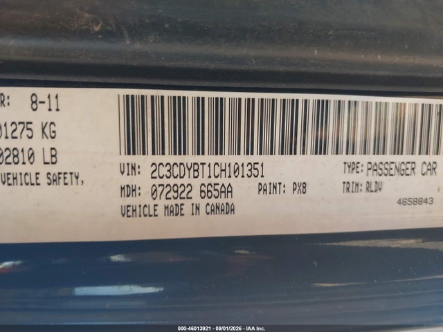 Aukcja sprzedaży 2012 Dodge Challenger R/t, vin: 2C3CDYBT1CH101351, numer aukcji: 46013921