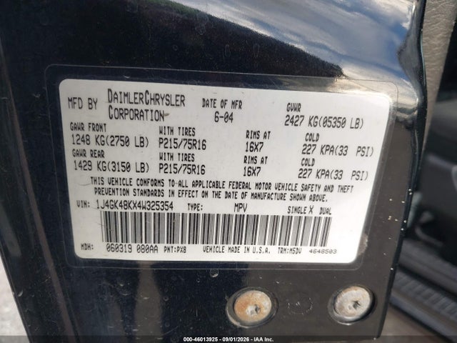 Продажа на аукционе авто 2004 Jeep Liberty Sport, vin: 1J4GK48KX4W325354, номер лота: 46013925