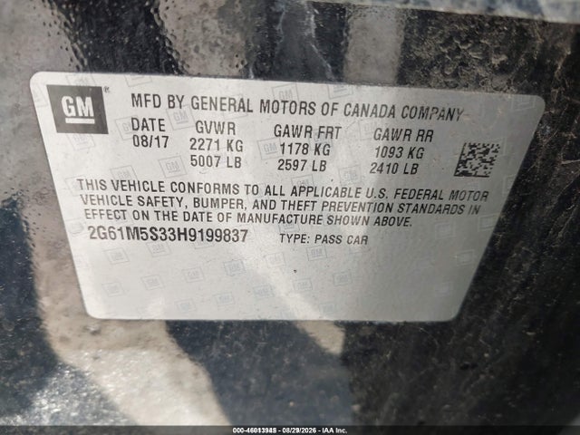 46013945 :رقم المزاد ، 2G61M5S33H9199837 vin ، 2017 Cadillac Xts Luxury مزاد بيع