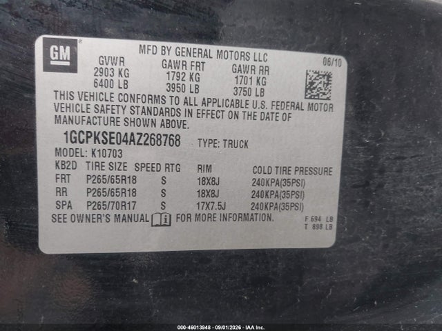 Продаж на аукціоні авто 2010 Chevrolet Silverado 1500 Lt, vin: 1GCPKSE04AZ268768, номер лоту: 46013948