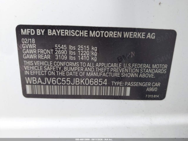 Aukcja sprzedaży 2018 Bmw 640i Gran Turismo Xdrive, vin: WBAJV6C55JBK06854, numer aukcji: 46013999