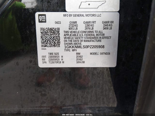 2023 Gmc Acadia Fwd Slt მანქანა იყიდება აუქციონზე, vin: 1GKKNMLS0PZ205908, აუქციონის ნომერი: 46014045