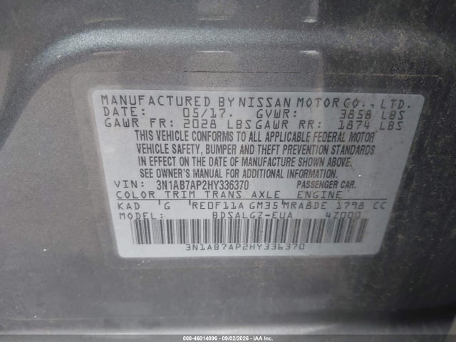 Nissan SENTRA SL 2017 3N1AB7AP2HY336370 Image 9