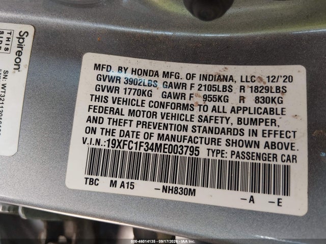 19XFC1F34ME003795 Honda CIVIC EX